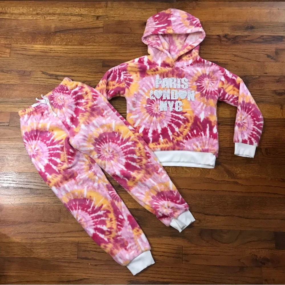 Hoodie Jogging Suit Outfit NWOT Loungewear Athletic Activewear Pajamas Tie Dye